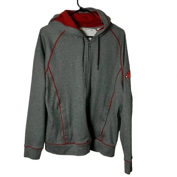 Cutter & Buck hoodie.Men medium.Grey,red trim , embroidered trim ,front zip - Picture 1 of 13